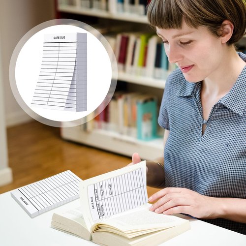 Faccito 500 Pcs Peel and Stick Date Due Slips, Library Due Date Cards 3 x 5 Inches Library Card Pockets for Book Checkouts School Nursery Classroom Supplies, 2 Columns