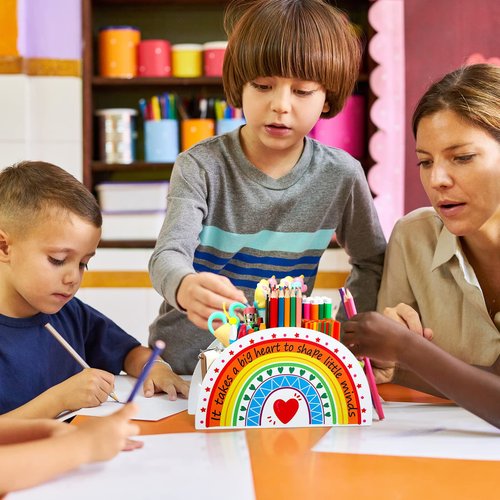 Wooden Rainbow Pencil Holder Pen Holder Teacher Appreciation Gifts from Students Pencil Organizer Brushes Makeup Brush Crayon School Teacher Supplies for Kids Girls