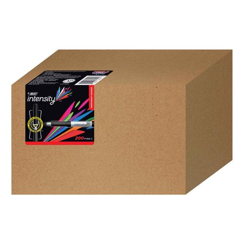 BIC Intensity Black Permanent Markers, Fine Point, 200-Count Pack of Black Markers With Non-Slip Grip for Comfort and Control