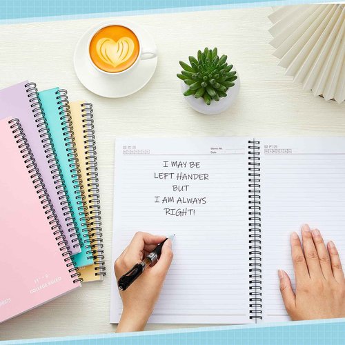 Henoyso 5 Pcs Jumbo Left Handed Notebook 100 Sheets/200pages Left Handed Workbook 11 x 9 Inches Spiral Notebook Lefty Notebooks for Easier Lefty Use Supplies(Vivid Color)