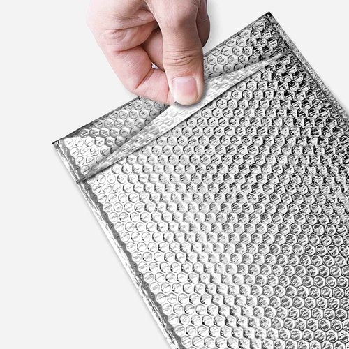 HOLPACK 100pcs Thermal Insulated Bubble Mailers 8x11 in Self sealing thermal insulated envelopes made of reflective metallized bubble for cold shipping. Lightweight. Keep cool shield - MADE IN USA