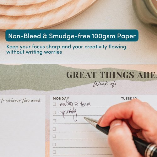 Nook Theory 8.5" x11" Weekly Task Planner Pad Tear Off - 52 Pages Undated To Do List Notepad, Full Year Productivity Planning Pad for Study and Work Desk (Green)