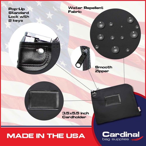 Cardinal Bag Supplies Locking Document Security Pouch – 11" x 15" Confidential File Storage Bag with Keyed Lock for Legal, Financial, and Business Records – HIPAA Compliant (Black)