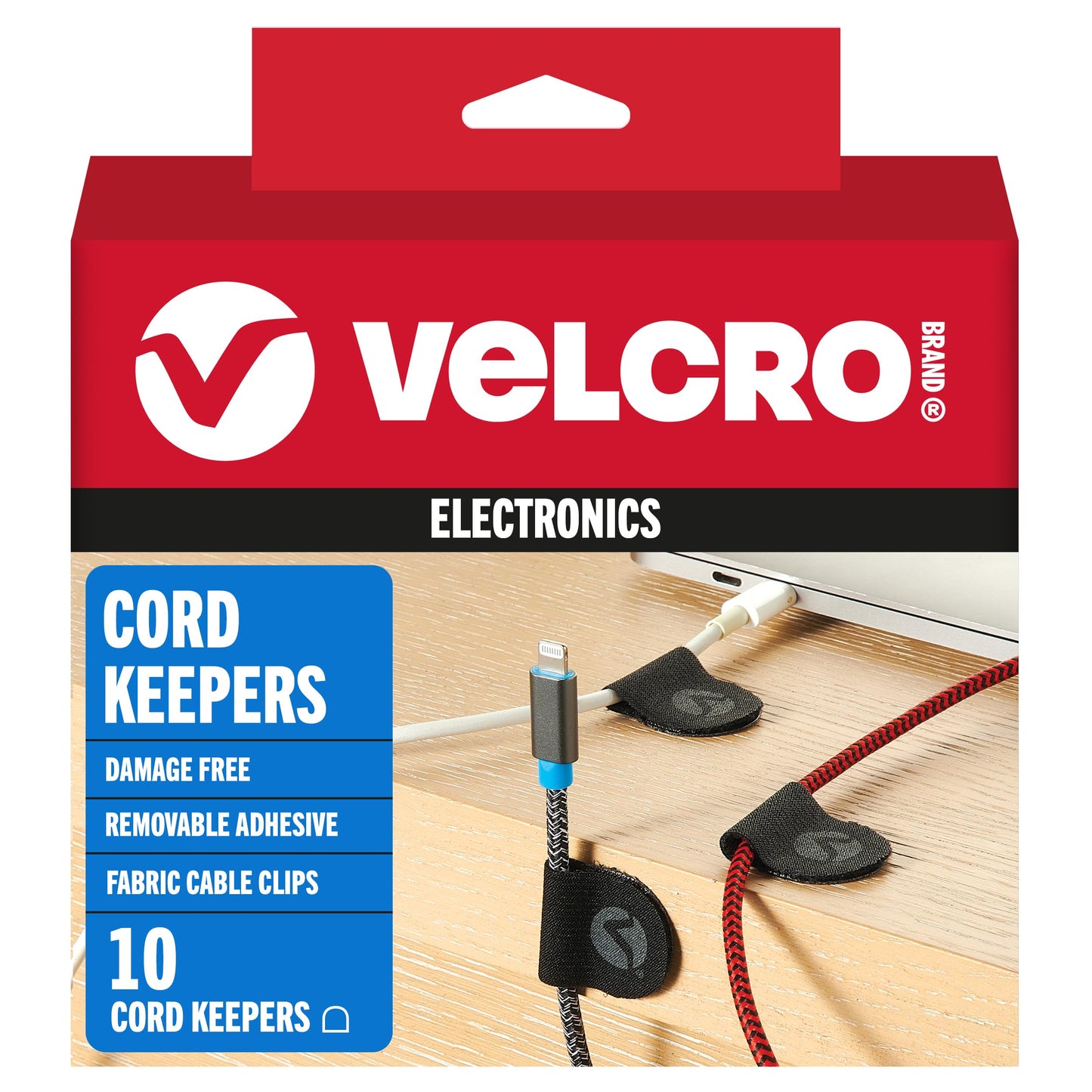 Velcro Cord Keepers 2 5/8IN X 1 1/8IN. Black - 10 Count