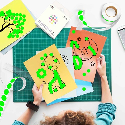 PARLAIM 10000PCS 1/2 Inch Round Color-Code Dot Stickers,Circle Color Coding Label Sticker for Home Office (Fluorescent Green)