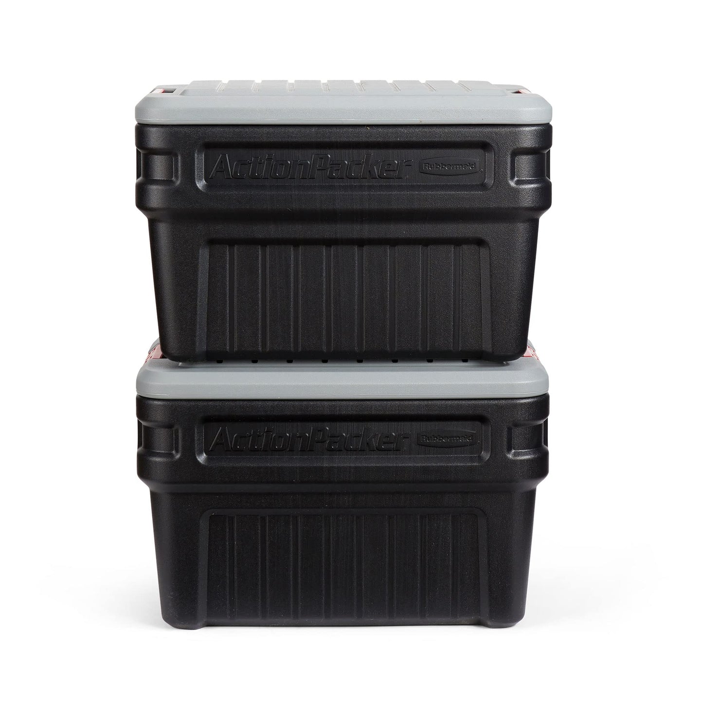 Rubbermaid ActionPacker️ 24 Gal Lockable Storage Box Pack of 2, Outdoor, Industrial, Rugged, Grey and Black