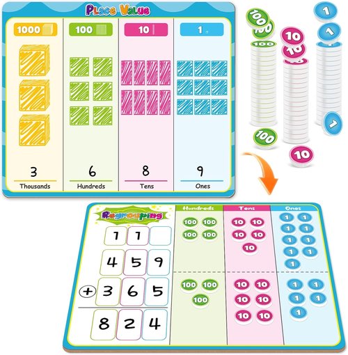 Magnetic Place Value Manipulatives - Base Ten Blocks for Kids | Engaging Math Games for 1st-3rd Grade