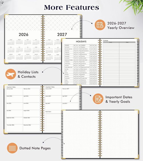 2026-2027 Planner | Skiennix 18-Month Hardcover Weekly & Monthly Organizer - Large A4, Black