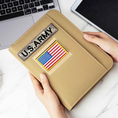 Tactical Padfolio Ring Binder with Zippered, Refillable Planner Binder Tactical Portfolio Organizer for Men, Tactical Notebook Cover for A5 Folder, Small 6 Ring Binder Military Notebook Cover(Coyote)