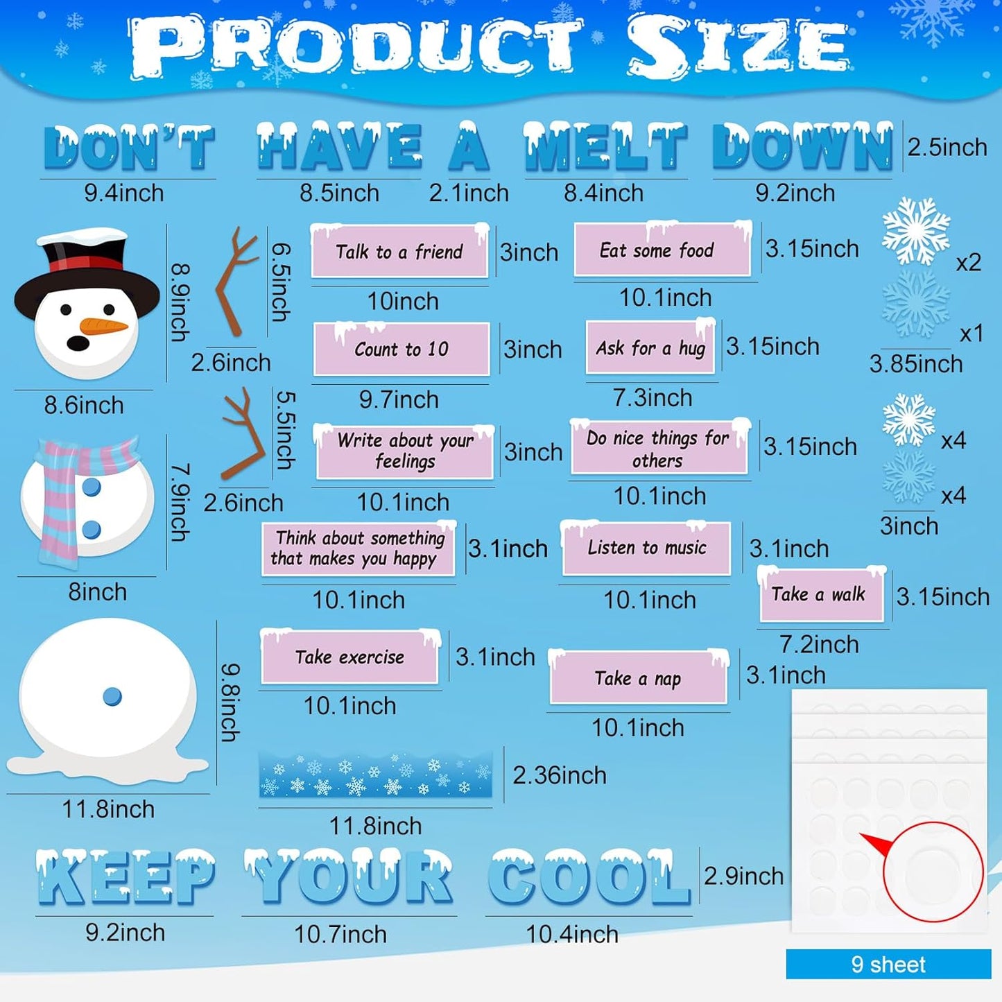 Skiennix Winter Mental Health Bulletin Board Set - Christmas Emotion Decor with Snowman & Snowflakes