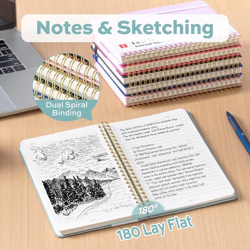 Deli Green Lined Spiral Journal - 160 Pages A5 Hardcover Notebook for Work, School & Note Taking