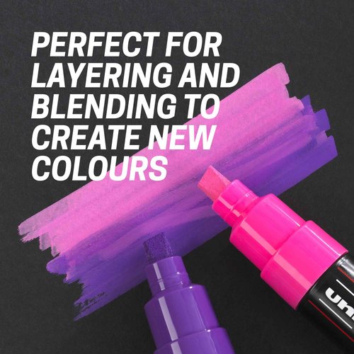 Posca Pens PC-1MR Ultra Fine Acrylic Felt Tip Coloured Permanent Paint Markers for Adults, Kids. Perfect for Colouring, Fabric, Graffiti, Watercolour, Outline Drawing, Window and Glass Art. 16 Pack