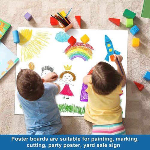 100Pcs 22" x 28" Poster Board White Poster Paper Bulk ROOKEA 250 GSM Thickness Vision Boards Smart Poster Board for School Arts Craft Projects Presentations Drawing Scrapbooking Blank Graphic Display