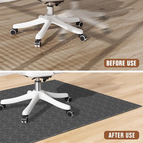 KMAT Office Chair Mat, 45x53in Heavy Duty Hardwood/Tile Floor Protector, Floor Mat Computer Desk Mat for Rolling Chairs, Work, Study, Office, Black