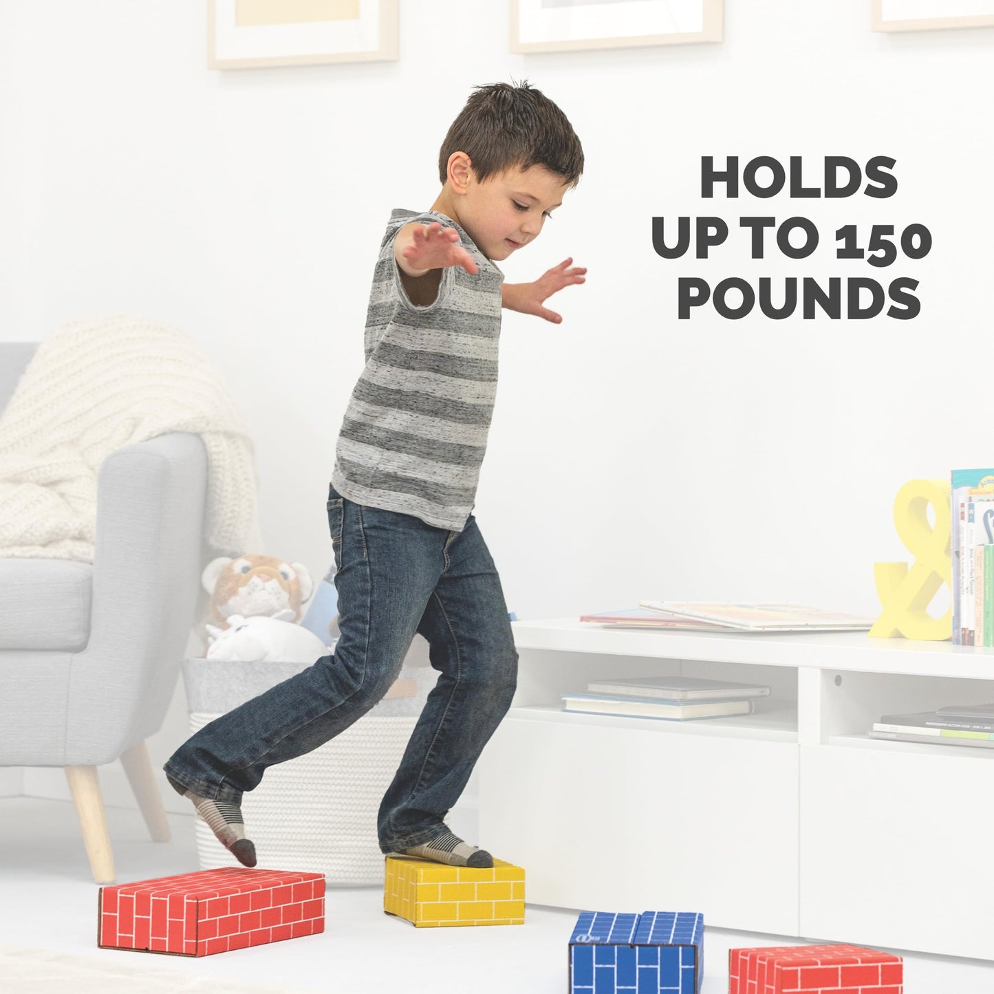 Bankers Box at Play Heavy Duty Jumbo Cardboard Building Blocks, 40 Pack, Large and Medium Toy Blocks for Kids and