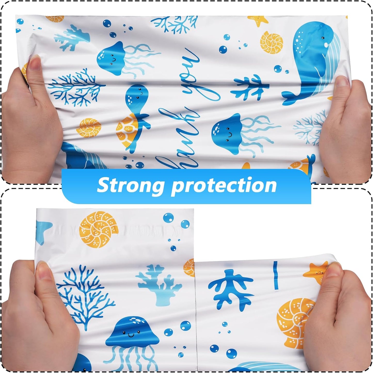 Thank You Poly Mailer - 10x13 Inch Waterproof & Tear-Resistant Shipping Bags | 100 Pcs Self-Seal for Small Business - Ocean