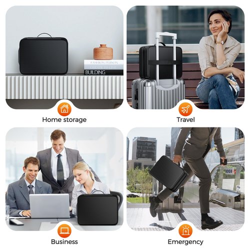 Fireproof Document Bag with lock, Expandable Capacity Document Organizer with Zipper Protection, Fireproof ＆ Waterproof Box for File Storage, Portable Home Travel for Important Documents, Soft Bag