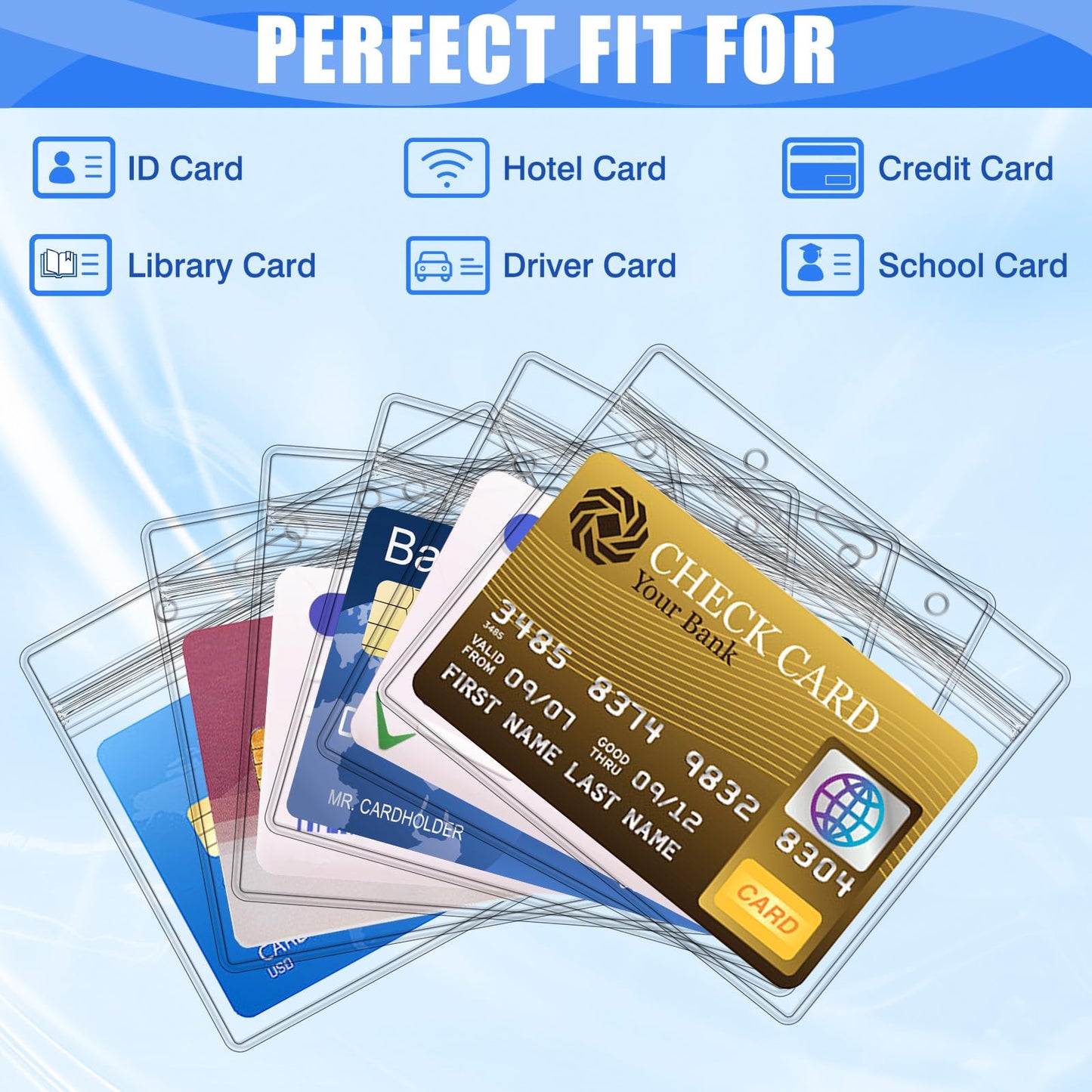 Name Badge Holders Clear Badge Sleeve Plastic Lanyard Sleeves for ID Holders (10 Pcs Horizontal)