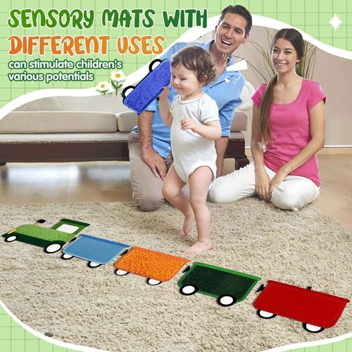 Loninak Sensory Wall Panel, Sequin Busy Board for Sensory Room and Daycare, Montessori Toys and Activity, Autism Mats and Squares for Toddlers and Kids, Steam Train