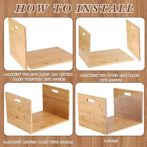 Chiisong Clear Acrylic File Box Hanging File Organizer with 30 Pcs Hanging File Folders Bamboo Hanging Folder Storage Filing Crate Bin Holder with Handle for Home Office Desk Letter Size