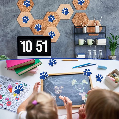 Junkin Mini Paw Prints Cutouts - 60 Pcs Bulletin Board Decorations | Blue Accents for Kids' Parties