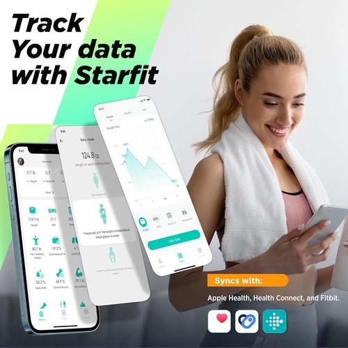 RunSTAR Digital Smart Scale - Accurate Body Weight & Fat Percentage Analyzer | Large Display, App Sync, FSA&HSA Eligible
