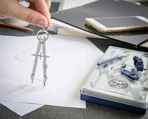 Drafting Compass | Geometry Set for Precise Drawing - Large Extension Beam for School & Engineering