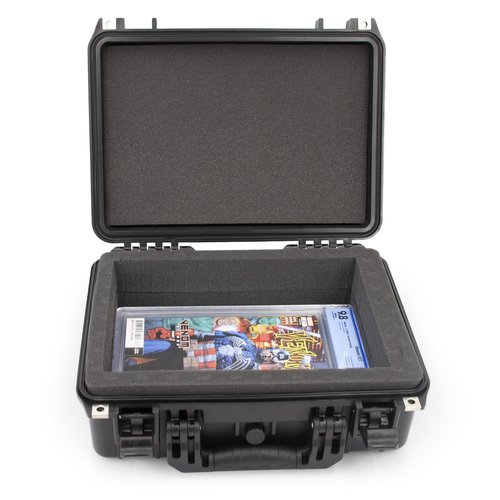 CASEMATIX 16” Waterproof Comic Book Storage Box – Comic Book Case Protects Up To 8 CGC Graded Comic Books or 30 Sleeved Top loaders in Airtight Customizable Book Bin