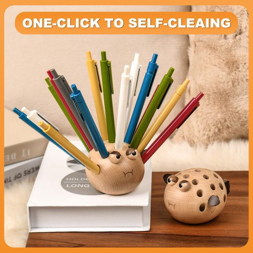 Damuzhi Pen Holder For Desk Pencil Holder Wooden Pufferfish- Funny Small Gifts For Kids, Unique Christmas Gifts For White Elephant Gift Steacher Gifts