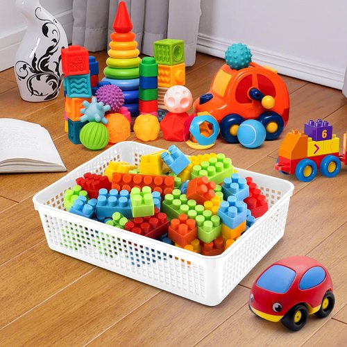 Cptoion A4 Size Plastic Storage Basket Tray,6 Pack Plastic Paper Storage Trays,Desktop File Paper Letter Organizer Basket for Classroom, Office, Home (White)