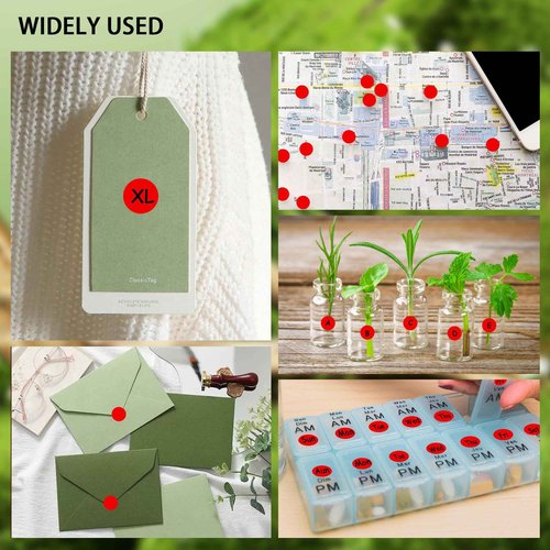 WANSTE 0.5 Inch Red Color Coding Labels Dots - 10 Rolls 10,000Pcs Small Round Dot Stickers - Adhesive Color Coding Labels for Organization, File and Classroom Supplies