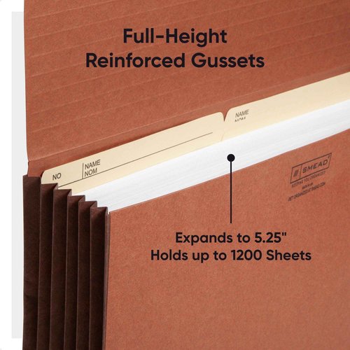 Smead Redrope Expanding File Wallet, Expanding File Organizer, Accordion Folder for Documents, Flap/Cord Closure, 5-1/4" Expansion, Tear-Resistant, Legal Size, 10 per Box (71111)