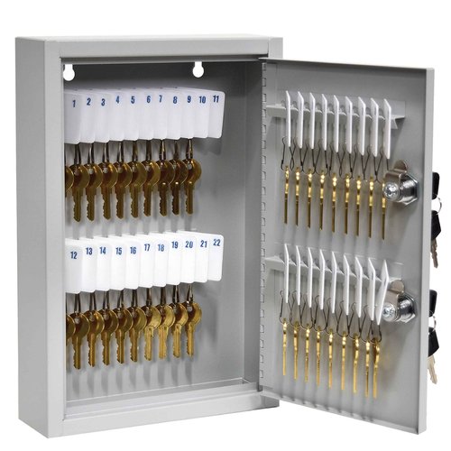 BankSupplies Fort Knox 40 Key Cabinet - Dual Lock Control Key Box - Welded 22 Gauge Steel Construction - Scratch Resistant - Write-On Key Tags for Easy Identification