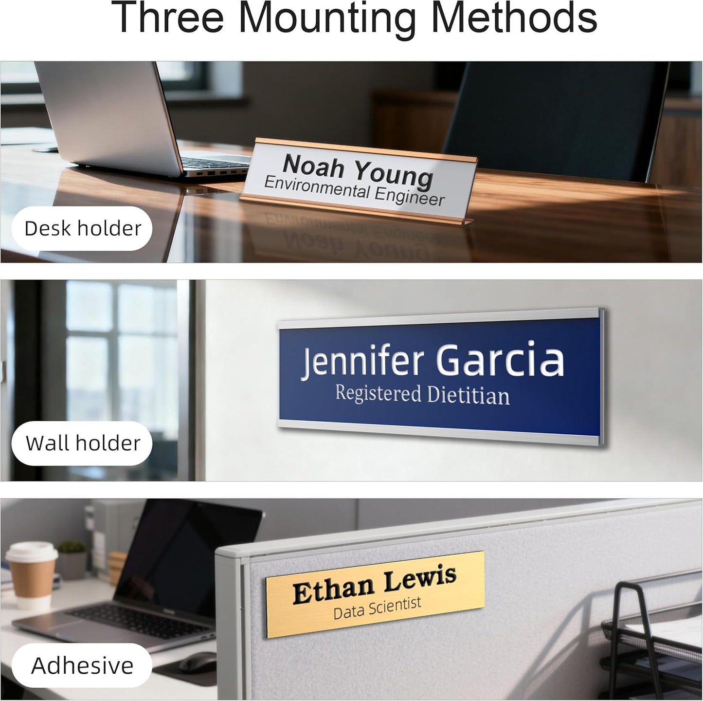 Skiennix Personalized Desk Name Plate - Custom Engraved Office Nameplate | 2x8 Inch, Name & Title