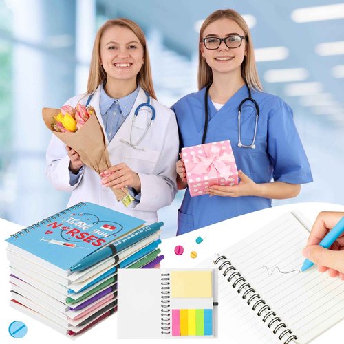 ANGOLIO 80Pcs Nurse Appreciation Gift Bulk Nursing Thank You Gifts Inspirational Spiral Notebooks with Sticky Note Notepad & Ballpoint Pen for Medical Nursing Graduation Week