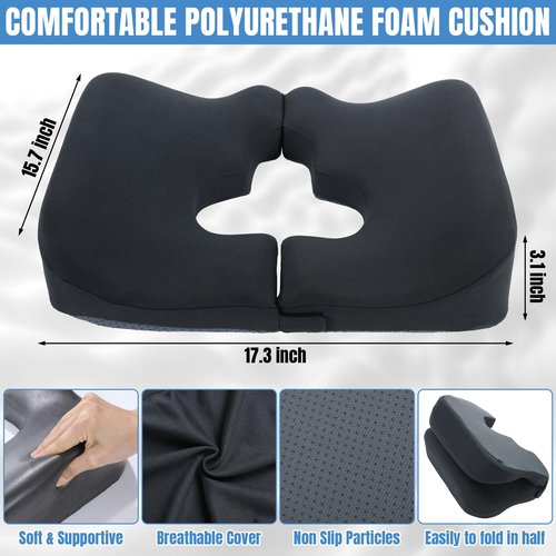 HOMBYS Memory Foam Bed Sore Cushions for Butt,Bedsore Pressure Relief Pillow for Sleeping and Sitting,Cushion for Bed Sores on Buttocks, T Shaped Opening Tailbone Pillow (Dark Grey)