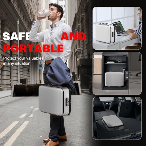 Vailoin Fireproof Document Box with Hard Shell Design,Fire Proof Safe for Home Documents,Important Document Organizer with Removable Folders,File Lock Box for Laptop,Diploma,Degree(Silver)