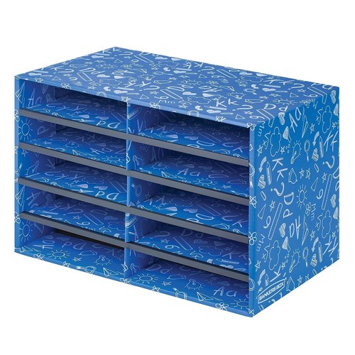 Bankers Box Classroom Collection 10-Compartment Mail Sorters, 19.5" x 12.375", Blue (3384201)