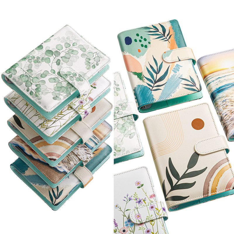 Budget Binder with Zipper Envelopes, Money Organizer for Cash, PU Leather A6 Binder with Cash envelopes for Money Saving and Organizer,Cash Envelopes for Budgeting,Budget Planner Book-Retro Abstract