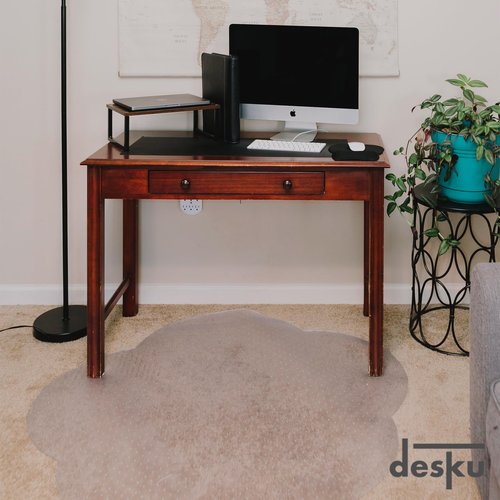 DESKU Flower Power Desk Chair Mat – Heavy-Duty PVC Mats for Carpet Floor Protection, Clear, 48 x 49 Inches, Made in The USA
