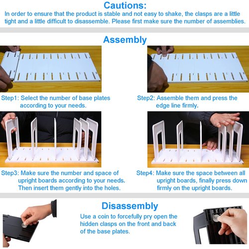 LuluEasy Adjustable Vertical File Sorter Sturdy Plastic Expandable Upright File Holder, Desktop Binder Organizer, School Office Organization Bookshelf Divider, Assemble Easily Endlessly, Black