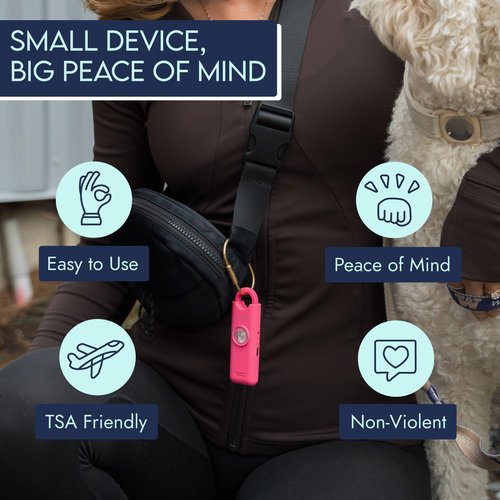 She's Birdie - The Original Personal Safety Alarm for Women by Women - Loud Siren, Strobe Light and Key Chain for Self Defense - Rechargeable with Power Switch and Flashlight (Metallic Rose)