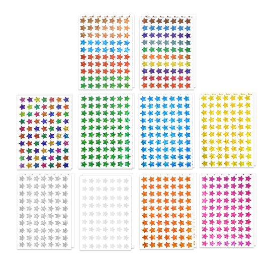 1400 Pcs Star Stickers (20 Sheets), Small Star Stickers Holographic Colorful for Student Reward, Planner Stickers for Teachers Classroom, Behavior Chart & Scrapbooking