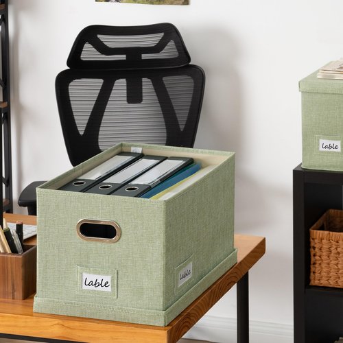 GRANNY SAYS File Organizer Box with Lids, File Box for Home Office, Decorative Storage Boxes, Filing Box for Document, Letter, Legal File, Portable File Box with Handles, Green, 2-Pack