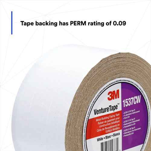 3M Metal Building Facing Tape 1537CW, White, 72 mm x 45.7 m (Pack of 1)