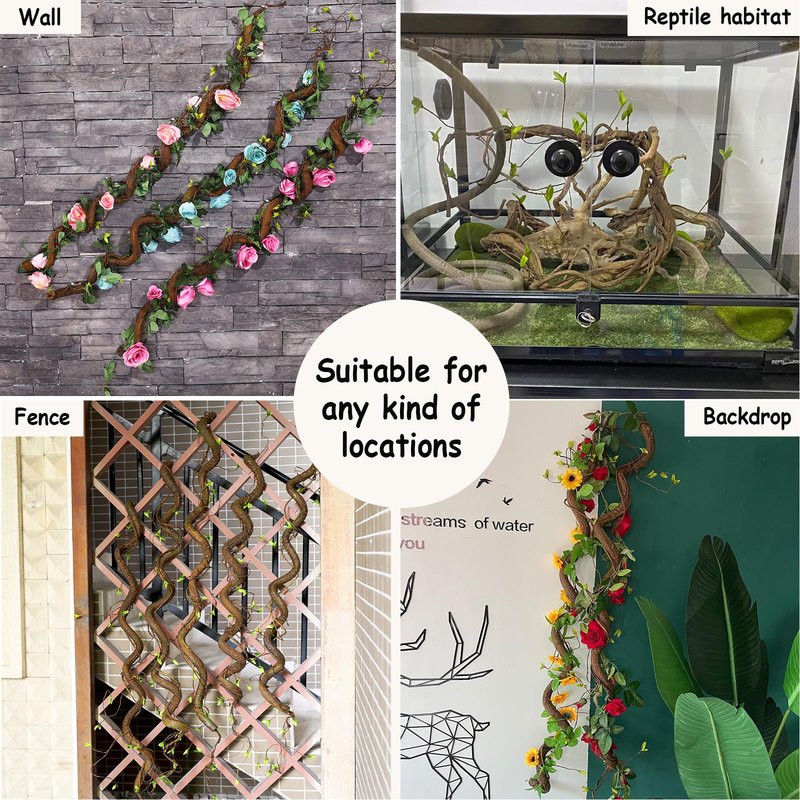 CONGZHANHH Bendable 63in Artificial Tree Twigs Cane Wood Vine Branches Fake Plants Trunk Garland with Leaves for Home Wedding Garden Wall Hanging Mantel Christmas Thanksgiving Day Decoration