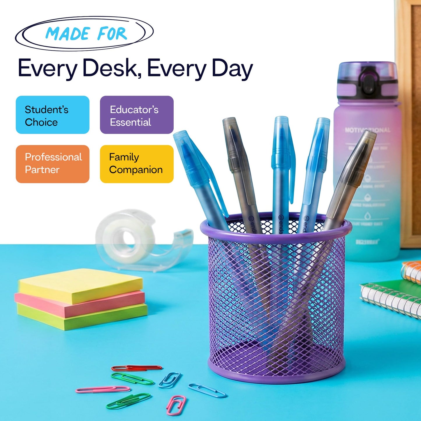 Enday Ballpoint Pens Bulk Blue and Black Pens (240 Pack) 120 Black & 120 Blue - Medium Point (1.0mm) Flexible Round Barrel For Writing Comfort, Pens Bulk for School, Home and Office.