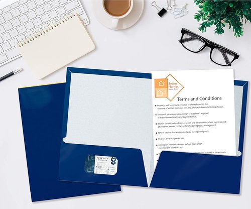 Better Office Products Blue Laminated Paper Folders - 2 Pocket, Letter Size, Box of 25