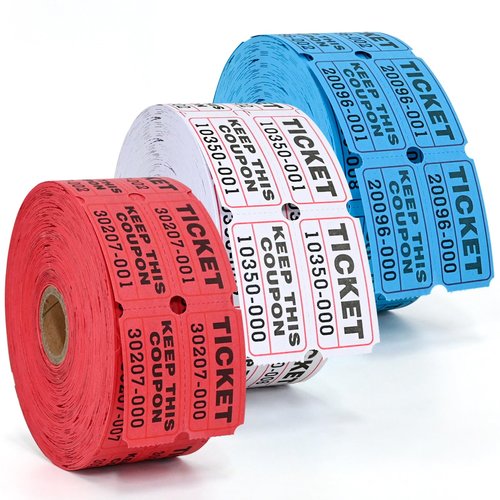 L LIKED Raffle Tickets Double Roll,Consecutively Numbered,50/50 Raffle Tickets for Event,Party,Prize,Drawing(3000 PCS Assorted)