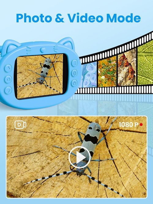 Kids Microscope by [Brand Name] - 2.4 Inch Digital Magnifier with 1000X Magnification | Educational Gift for Ages 3+, Blue